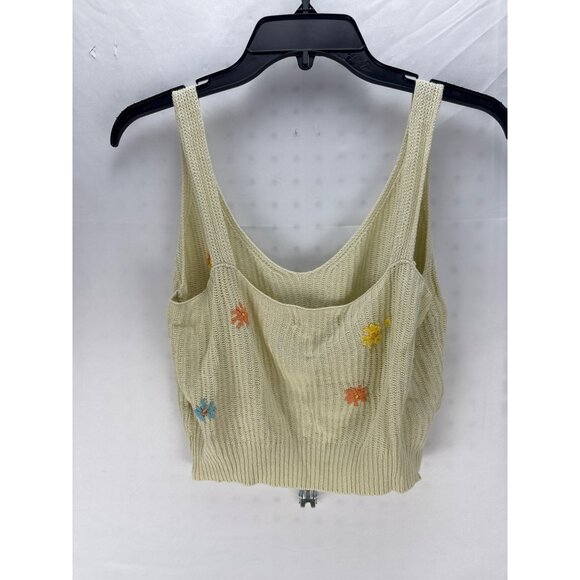 By Together Yellow Floral Knit Tank Top Size Small Cotton Cropped - Picture 6 of 7